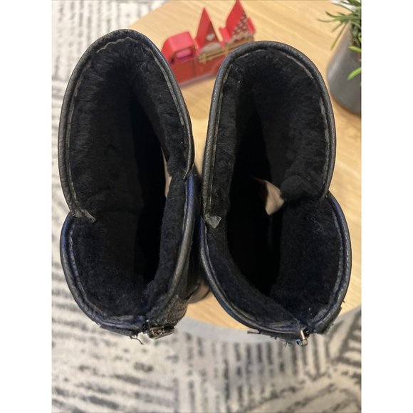 Pajar Women's Black Leather Waterproof Shearling Lined Back Zip Boots Size 7 - Picture 13 of 15